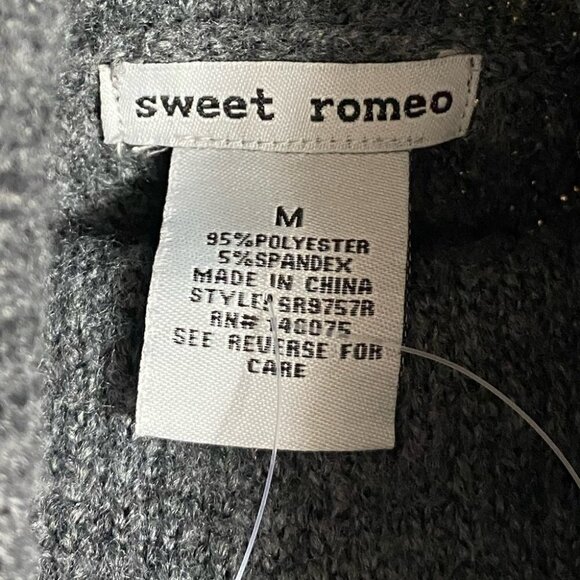 Sweet Romeo Gray Sweater Abstract Ribbed Turtleneck Tunic Sweater Size M - Picture 3 of 9